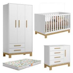 Imagem de Quarto de Bebê Q Encanto Slim Branco Acetinado com Colchão Gazin - Qmo