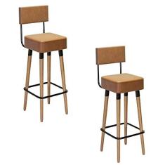 Imagem de Kit 02 Banquetas Alta Barcelona Corano Caramelo Pés Palito - D'Rossi