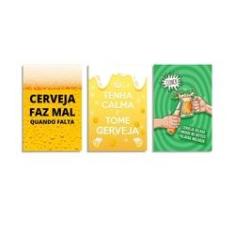Imagem de Quadro decorativo bebidas cerveja churrasco kits 3 uni 030