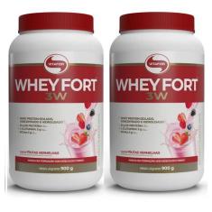 Imagem de Kit 2X Whey Fort 3W 900G Frutas Vermelhas Vitafor
