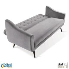 Imagem de Sofá Cama Retro Mimo 3 Lugares Veludo E Linho Várias Cores - Daf Mobil