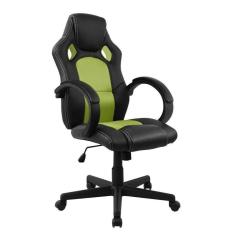 Imagem de Cadeira Gamer em Couro PU Preta com Verde Pelegrin PEL-3002-Unissex