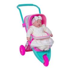 Imagem de Carrinho De Boneca Ninos 3 Rodas Bebê Reborn Brinquedo Alive - Cotipla