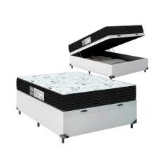 Imagem de Cama Box Baú Viúva + Colchão D33 One Face - 61x128x188cm - Couro Branco
