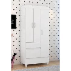 Imagem de Guarda Roupa Roupeiro Solteiro 32860 03 Portas 02 Gavetas Wind Branco Rosa Flex Demóbile