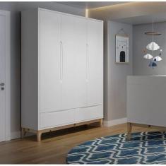 Imagem de Roupeiro Infantil 4 Portas Amor Perfeito Accesso Branco/Natural