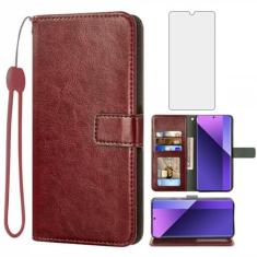 Imagem de Capa carteira compatível com Xiaomi Redmi Note 13 Pro Plus, protetor de tela de vidro temperado e capa flip de couro, suporte para cartão, acessórios de celular, capas de telefone para RedmiNote13