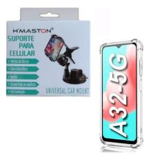 Imagem de Kit Capa Anti Impacto Galaxy A32-5g + Suporte Celular Gps Veicular Vidro E Painel Universal