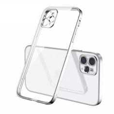 Imagem de Capa de telefone transparente quadrada luxuosa de silicone para iPhone 11 12 13 Pro Mini Xs Max X Xr Se 2020 7 8 Plus Capa macia revestida, prata, para 12 Pro Max