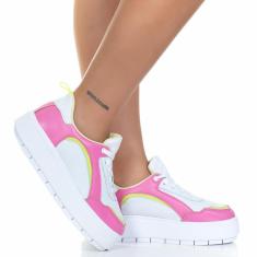 Imagem de Tenis Feminino Mood Blogueira Salto Plataforma Mulher Rosa-Feminino