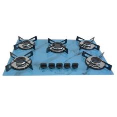 Imagem de Fogão Cooktop À Gás 5 Bocas ChamaLar MARMORIZADO AZUL Premium Ultra Ch