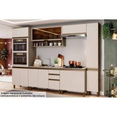 Imagem de Cozinha Modulada Completa Connect 8 Peças (2 Armários + 2 Balcões + 2 Paneleiros + 2 Complementos) C8P12 Duna/Cristal - Henn