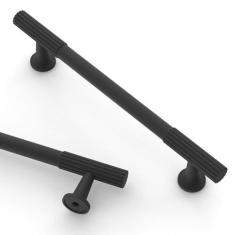 Imagem de Asidrama Pacote com 10 puxadores de armário preto fosco de 128 mm (5 pol.) Puxadores de armário de cozinha, puxadores de armário de cozinha para puxadores de gaveta de armário