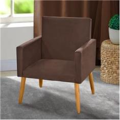 Imagem de Poltrona Decorativa Nina Suede Marrom Claro