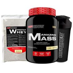Imagem de Kit Amazing Mass 1,5kg + Whey Protein 500g + Coqueteleira - Bodybuilders Sabor Baunilha