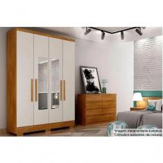 Imagem de Guarda Roupa Milly 4 Portas Com Espelho Cumaru Fendi - Novo Horizonte