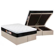 Imagem de Conjunto Box Baú King: Colchão Espuma Castor D45 Black e White Air + Base CRC Suede Clean (193x203)