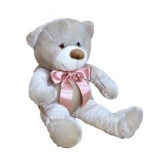 Imagem de Urso de Pelúcia Baunilha Leo 50 cm  com  no Laço Antialérgico - Pandor