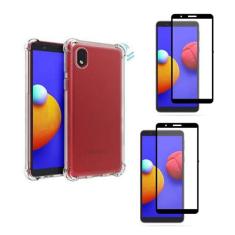 Imagem de Kit Capa Capinha Case Anti Impacto Compátivel Galaxy A01 Core + 2 Películas Vidro 3D Cobre Toda Tela
