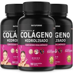 Imagem de Kit 3 Potes Colágeno Com Ácido Hialurônico 90 Comprimidos