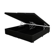 Imagem de Cama Box Baú Casal Bipartido nk Camas Sintético Preto 49x138x188