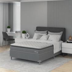 Imagem de Cama Box Casal 138x188x54cm D40 Classic C Pillow Montreal Branco/Cinza