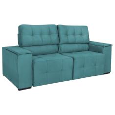 Imagem de Sofá Cama Retrátil Sala Vicenza 175cm Suede Cor Azul Turquesa