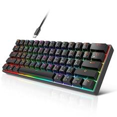 Imagem de targeal Teclado mecânico para jogos 60% - 61 teclas Gateron Brown Switch Silencioso Teclado de Computador de Escritório - Multicolorido RGB Rainbow Led Retroiluminado - Programável para