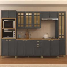 Imagem de Cozinha Completa Firenze 16 Portas 2 Gavetas com Vidro 6171.101 Chumbo