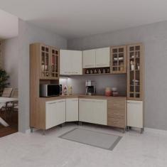 Imagem de Cozinha Modulada Completa Fidelitá Paris 6 Peças 375cm 14 Portas 3 Gav