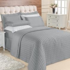 Imagem de Kit Top Line Cobre Leito Queen 180 Fios + Jogo De Lençol - 7 Peças Cinza