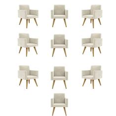 Imagem de Kit 10 Cadeiras Poltronas Decorativa - Escritório - Recepção Cor:bege