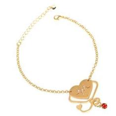 Imagem de Pulseira Delicada Enfermeira Enfermagem Esteto Folheado 18k