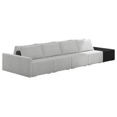 Imagem de Sofá Ilha Modular Living Com Puff 392cm Georgia K04 Bouclê Cinza/preto - Mpozenato