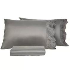 Imagem de Jogo De Cama Lmpeter Casal Microfibra 100% Poliéster 3 Peças Chumbo