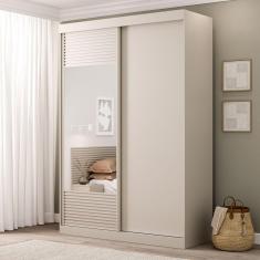 Imagem de Guarda Roupa Solteiro 2 Portas 1 Porta com Espelho Samambaia Cabecasa Madeiramadeira Off White