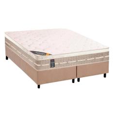 Imagem de Cama Box Queen: Colchão Molas Bonnel Castor Tecnopedic Premium + Base Crc Suede Clean(158X198)