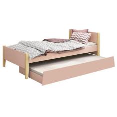 Imagem de Cama Babá Solteiro com Auxiliar Simba Rosa Fosco com Natural - MoveisA