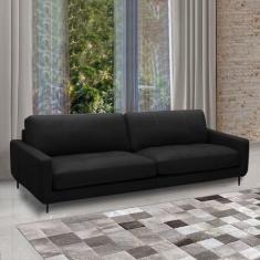 Imagem de Sofá Decorativo Isaac 3 Lugares Sala De Estar 240cm Pés Em Aço Couro P