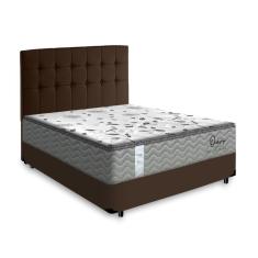 Imagem de Cama Box + Cabeceira Cassis Marrom e Colchão de Molas Casal - Probel - Guarda-Costas Ouro 138cm