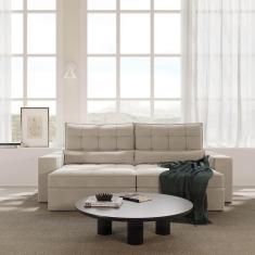 Imagem de Sofá Retrátil e Reclinável 4 Lugares 260cm Embaúba Extra Cabecasa Madeiramadeira Bege Fosco