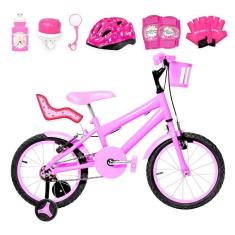 Imagem de Bicicleta Infantil Feminina Aro 16 Alumínio Kit Premium Rosa