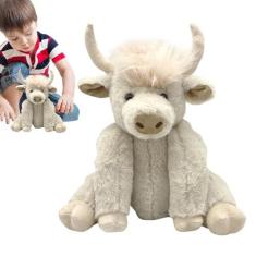 Imagem de Brinquedo de vaca das montanhas, animais de pelúcia de vaca - Boneca de pelúcia de vaca móvel com articulação macia de 10 polegadas - Brinquedo de pelúcia de vaca marrom, gado das terras altas para do