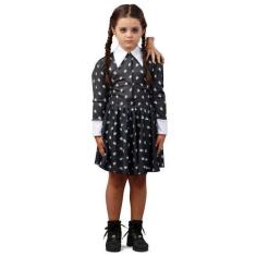 Imagem de Fantasia Vandinha Vestido Estampado Infantil - Familia Addams - Hallow