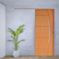 Imagem de Porta de Correr Padrão Imbuia Belissima 6 Trilho Vision Puxador Curvo 600 Mm 120 X 210 Direito Natural