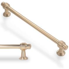 Imagem de BUKOBYHE Pacote com 6 puxadores de armário de cozinha de 25,4 cm, puxadores de armário de bronze champanhe, puxadores de gaveta de liga de zinco, ferragens de cozinha