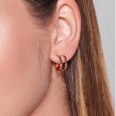 Imagem de Brinco Rommanel Banhado Ouro Meia Argola Com Aro Duplo 526254