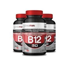 Imagem de Kit 3 Vitamina B12 500mg ClinicMais 30 cápsulas