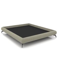Imagem de Cama King Base Box 193x203cm Pés de Ferro Cold P02 Linho Bege - Mpozenato