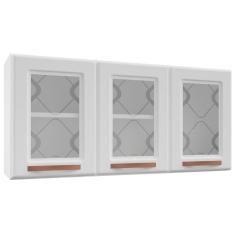 Imagem de Armário Aéreo Cozinha Aço Mirage New 3 Portas com Vidro Branco - Telasul